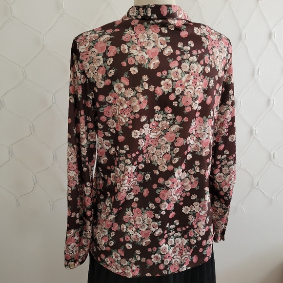 Vintage Button Down Floral Blouse By Goldie of CA • Estimates Large - Picture 4 of 5